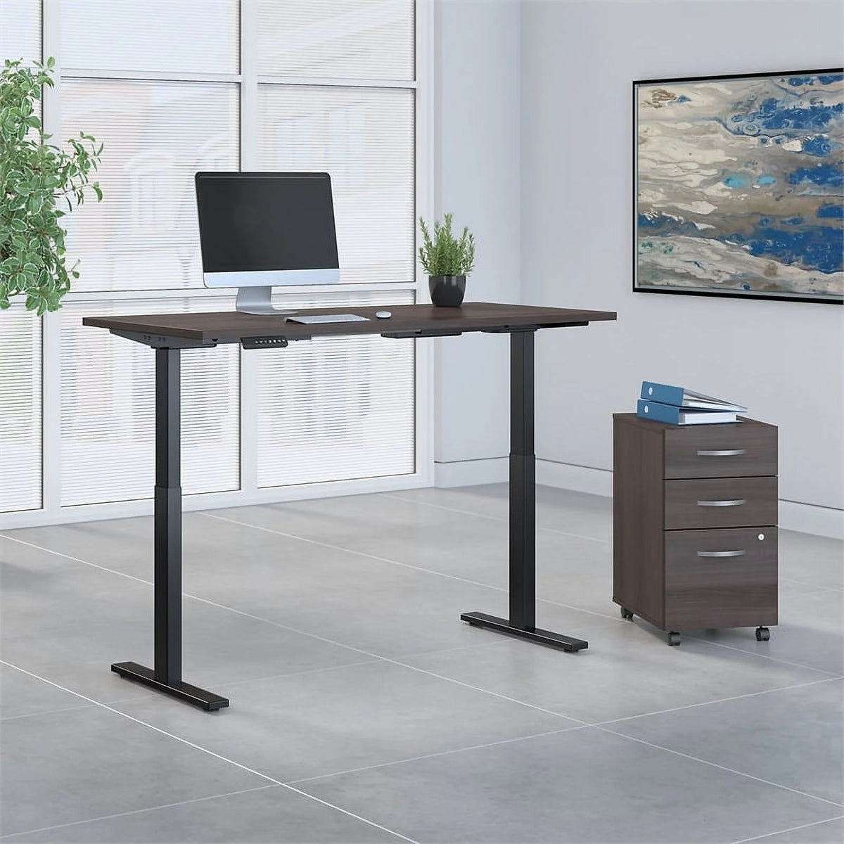 Height Adjustable Desk with Storage in Gray V72589