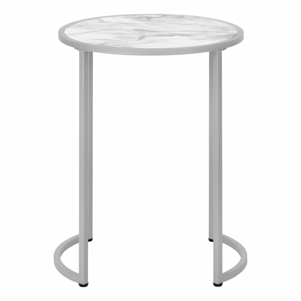 White Round Metal Accent Table F6088