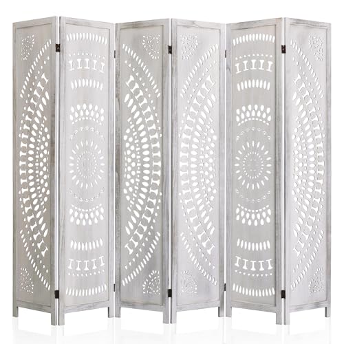 Handcrafted Carved Wooden Folding Room Divider Screen Y1159