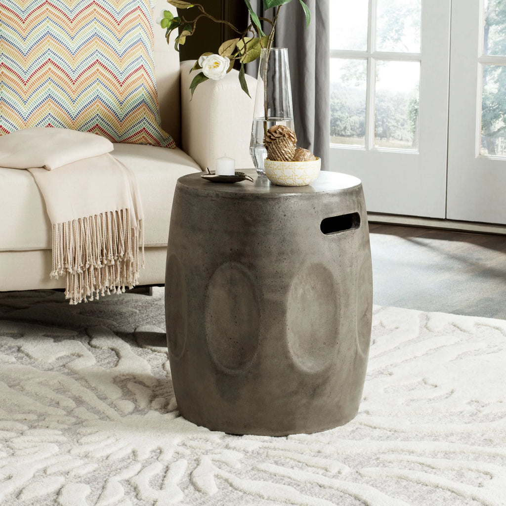 Dark Grey Concrete Round Accent Table Q579