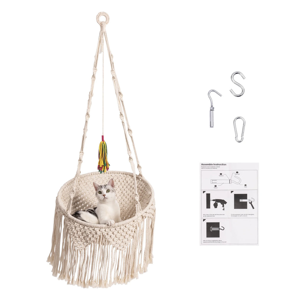 Woven Cotton Cat Hammock Hanging Bed O748500