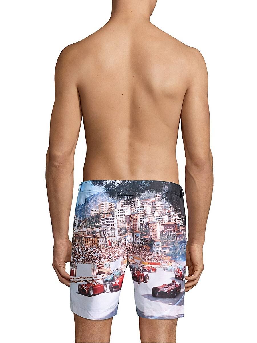 Blue Photographic Swim Trunks N850826
