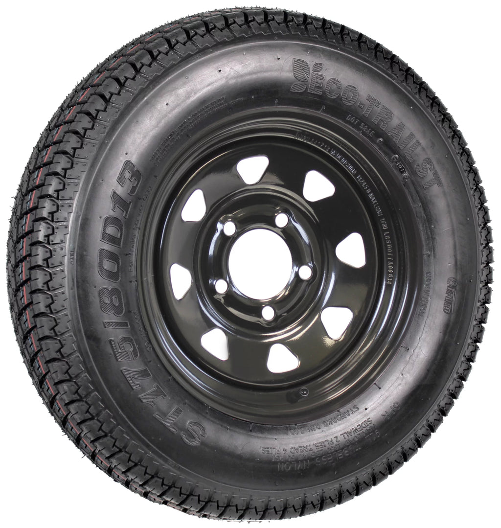 2-Pk Trailer Tire Black Spoke Wheel Rim ST175/80D13 V81352