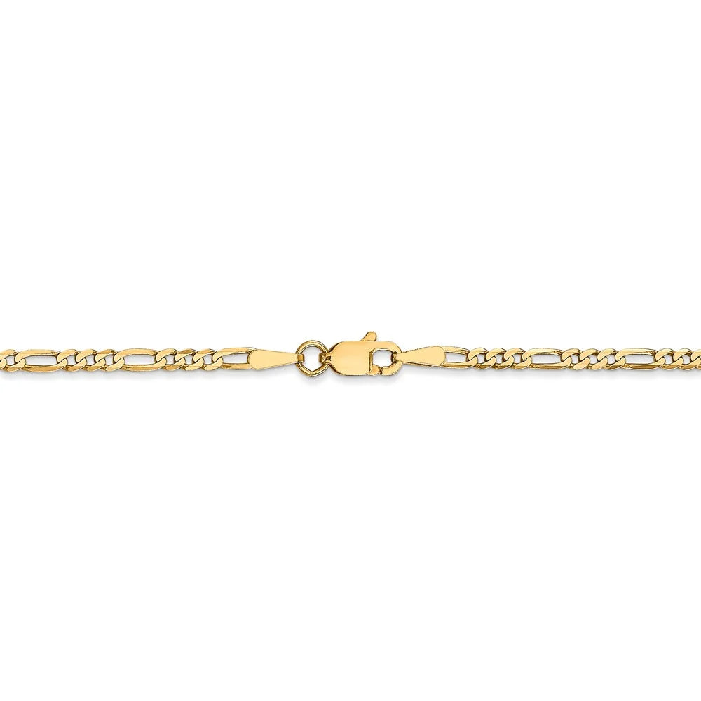 14kt Yellow Gold Flat Figaro Chain 22 inch Lobster Clasp X6745