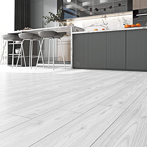 6"x36" 15pcs Natural Wood Peel and Stick Vinyl Floor Tile White Waterproof U6672