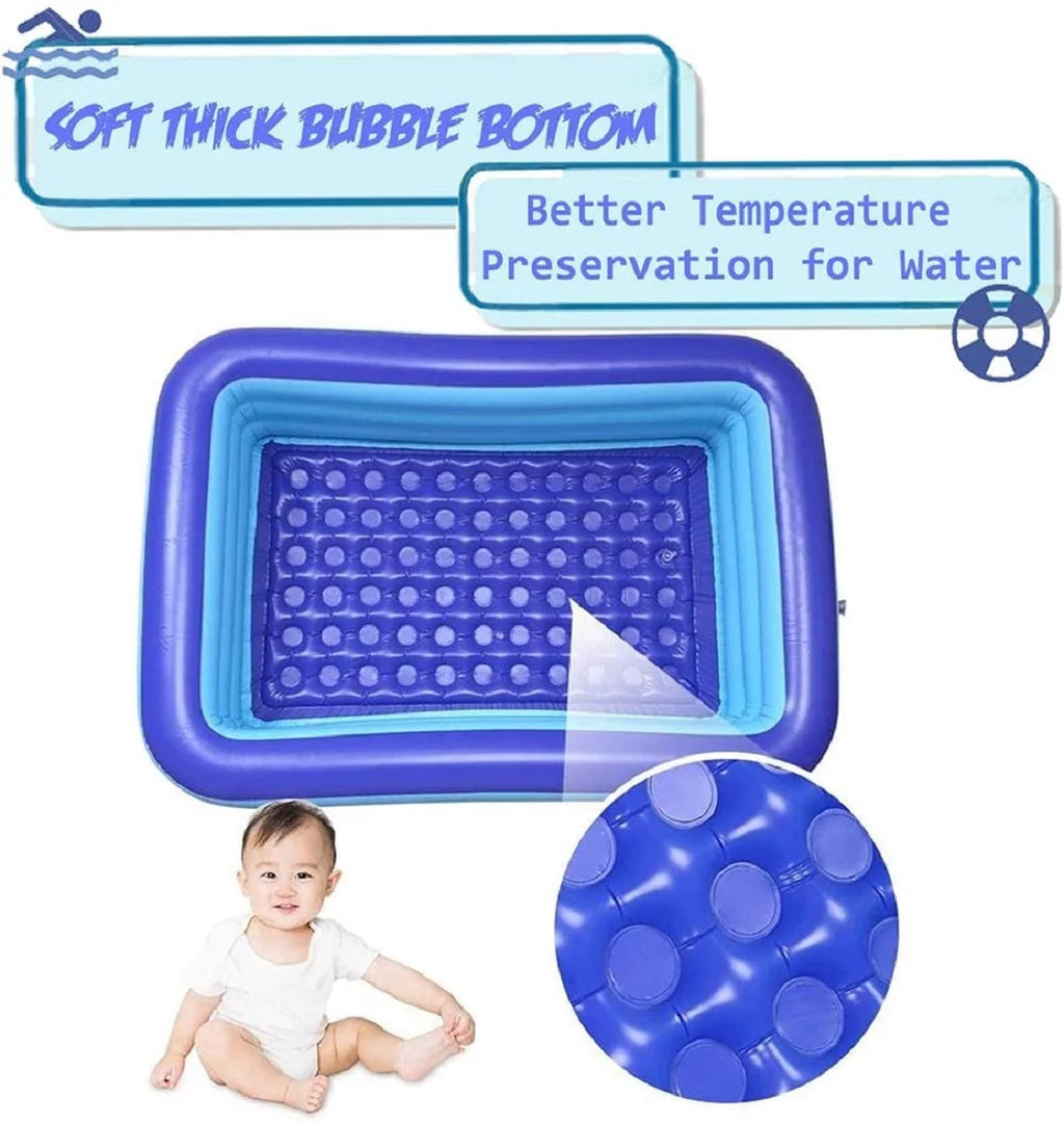 Inflatable Pool, Thickened Kiddie Pool, BPA-Free, 6.9 x 5 x 1.8 ft, Blue A75954