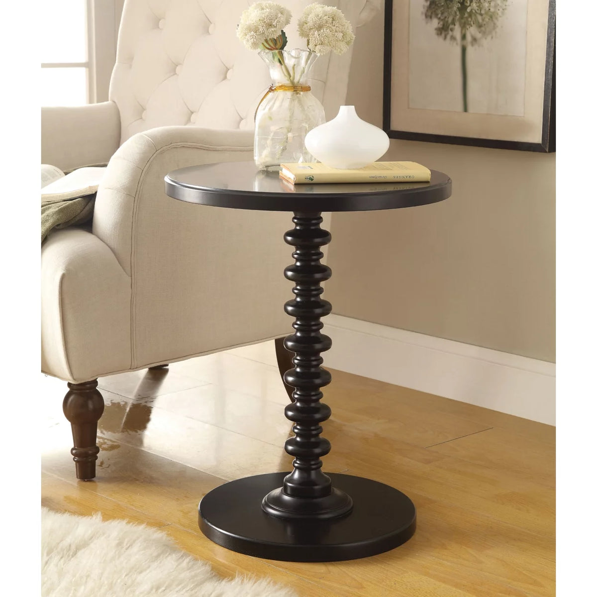 Black Round Top Side Table P220303