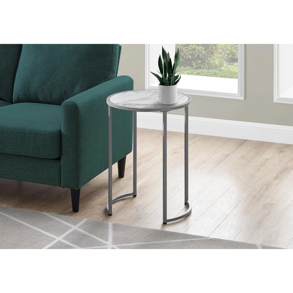 White Round Metal Accent Table F6088