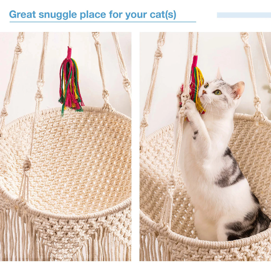 Woven Cotton Cat Hammock Hanging Bed O748500