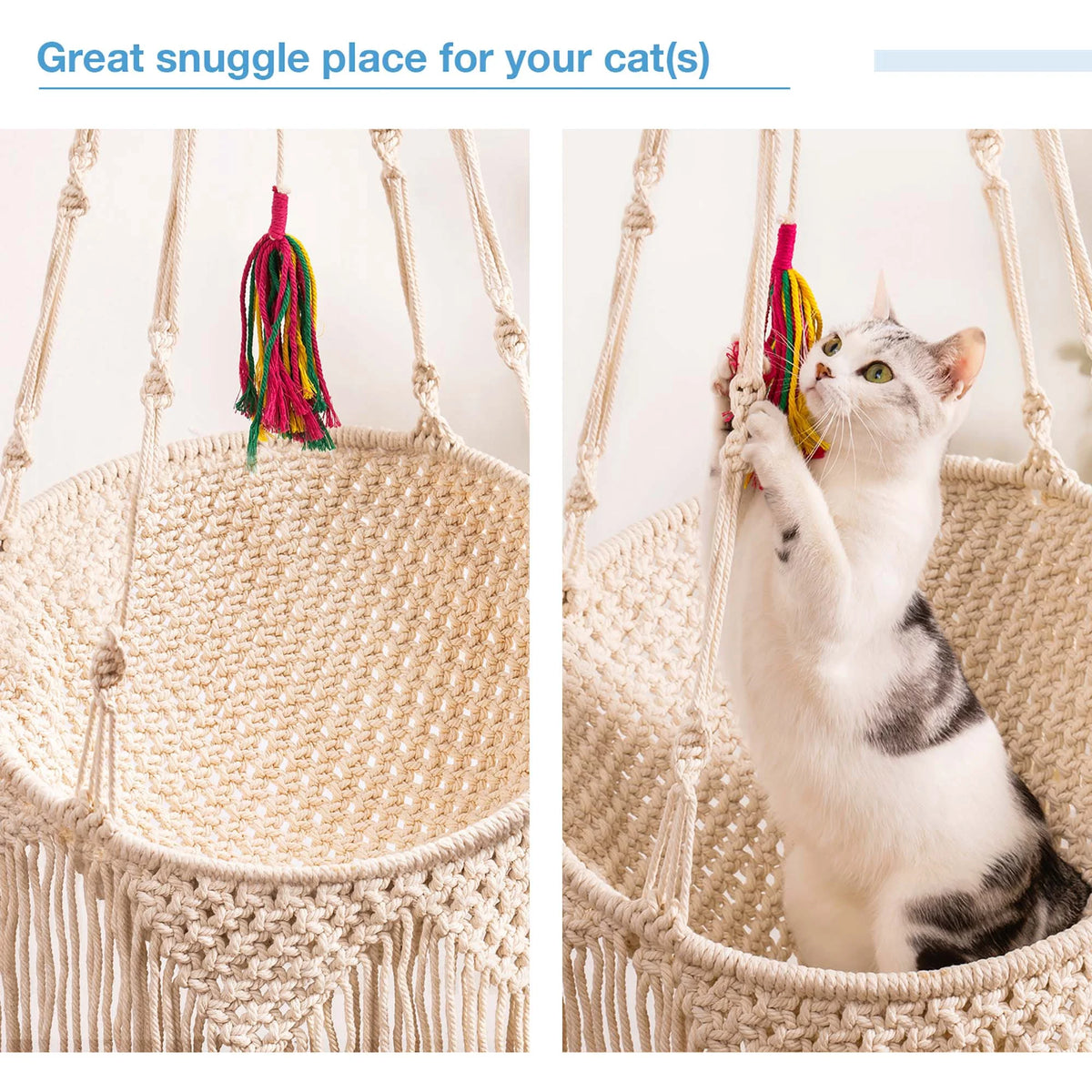 Woven Cotton Cat Hammock Hanging Bed O748500