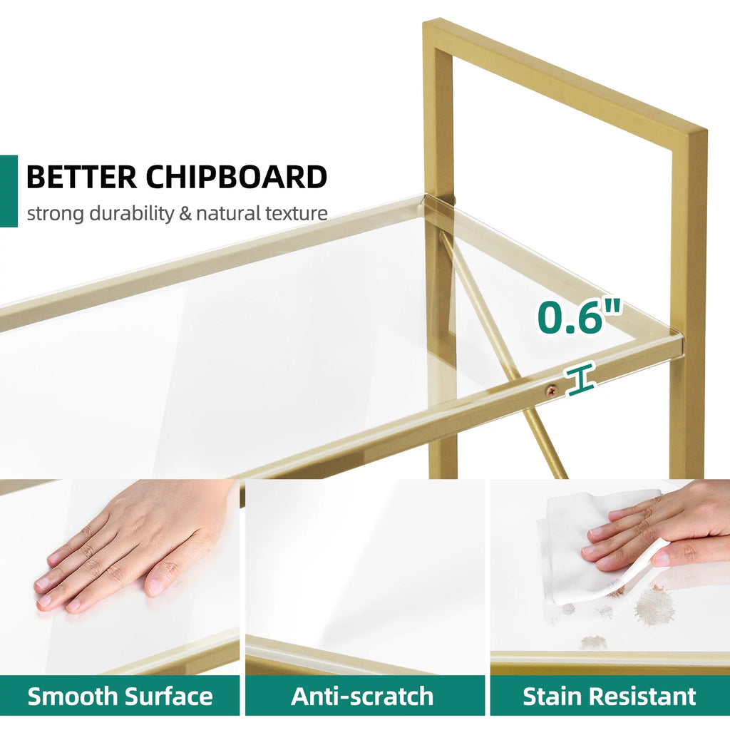 5-Tier Gold Bookshelf with Metal Frame F235