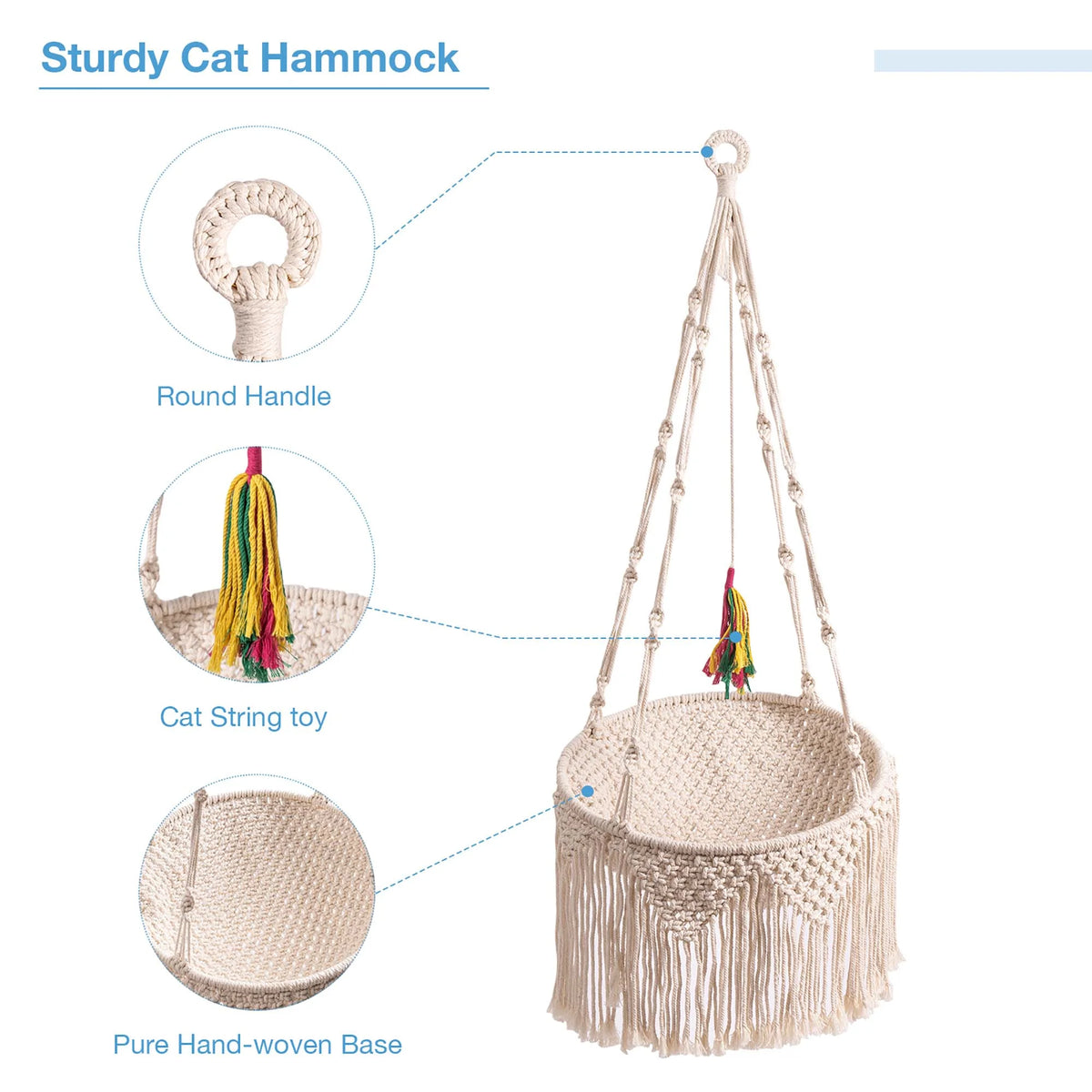Woven Cotton Cat Hammock Hanging Bed O748500