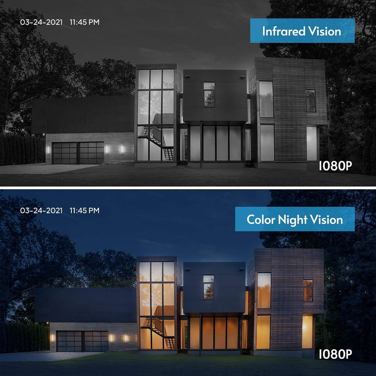 Solar Battery Powered Wireless Security Camera with Motion Detection, 1080P HD, Color Night Vision, IP65 Weatherproof K48744
