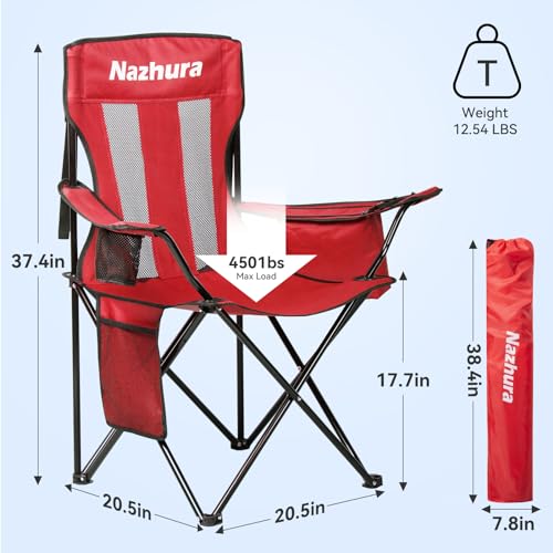 4 Pack Grey Folding Camping Chairs with Cooler Pouch K375