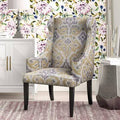 Yellow Polyester Wingback Chair X236