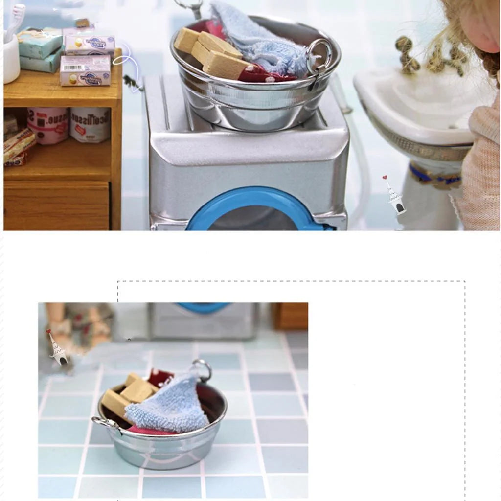 1:6 Dollhouse Tin Wash Tub with Handles V368619