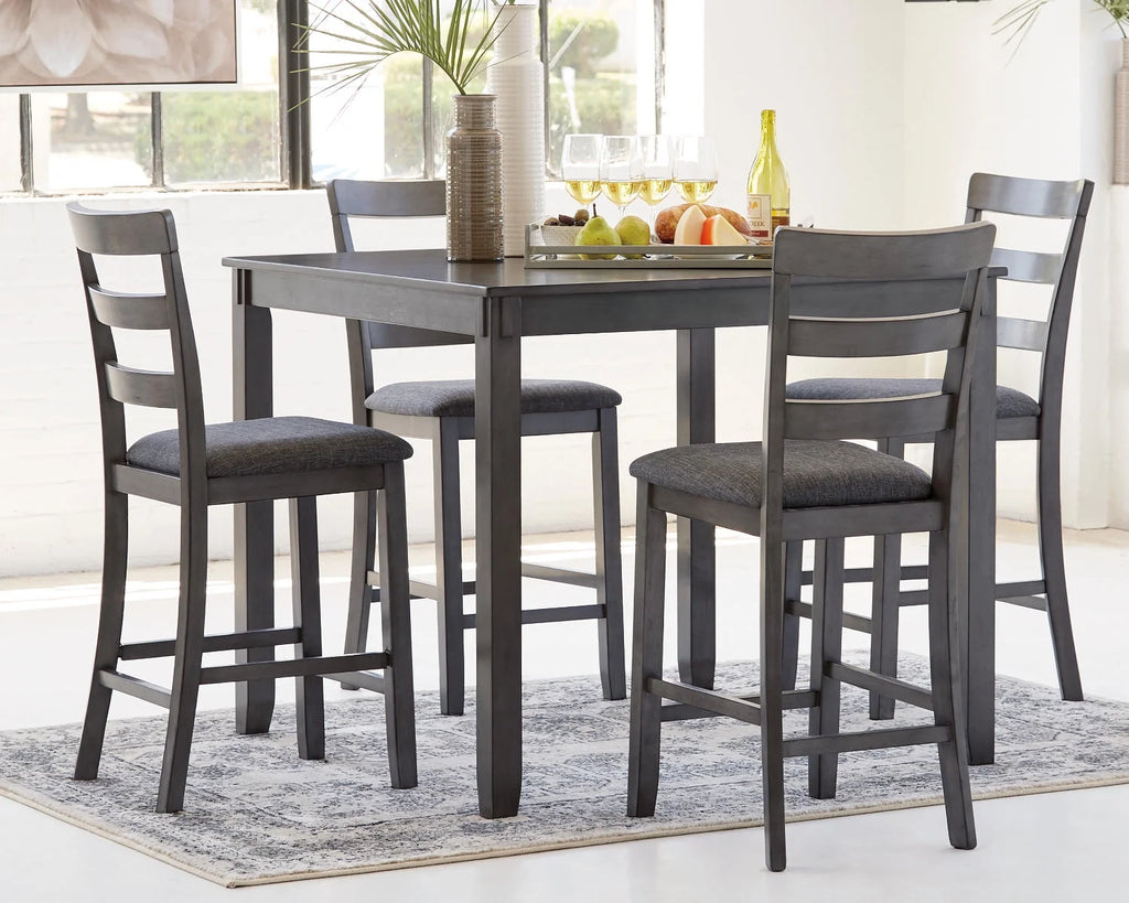 Counter Height Dining Table and Bar Stools Set of 5 Gray S606455