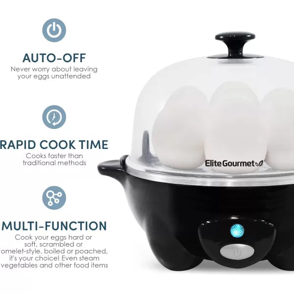 Black 7 Egg Capacity Electric Egg Cooker K765