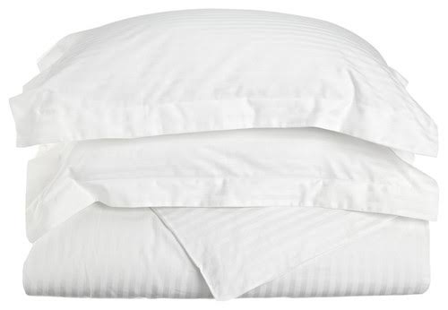 300-Thread Count Egyptian Cotton Stripe Duvet Cover Set, White, King/California King L54897