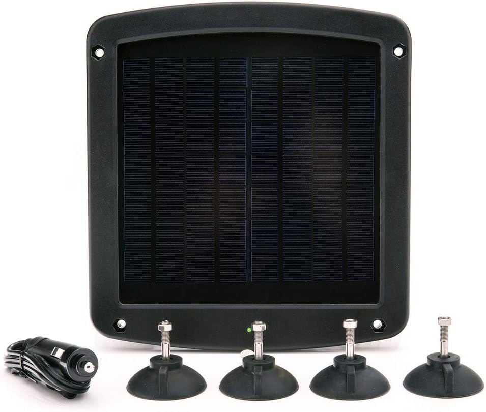 5 Watt Solar Battery Charger 12V Weatherproof with Windshield Mount and Cigarette Adapter, Pack of 2 R493