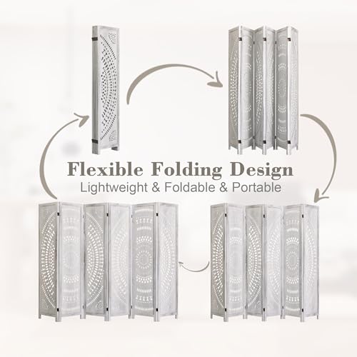 Handcrafted Carved Wooden Folding Room Divider Screen Y1159