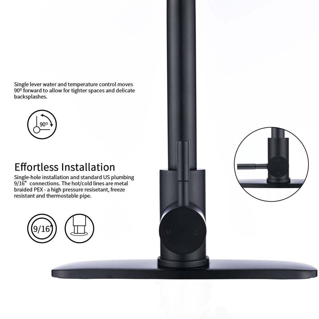Black Kitchen Sink Faucet with Deck Plate I399910