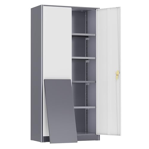 Black Metal Storage Cabinet with 2 Doors and 4 Adjustable Shelves G22260