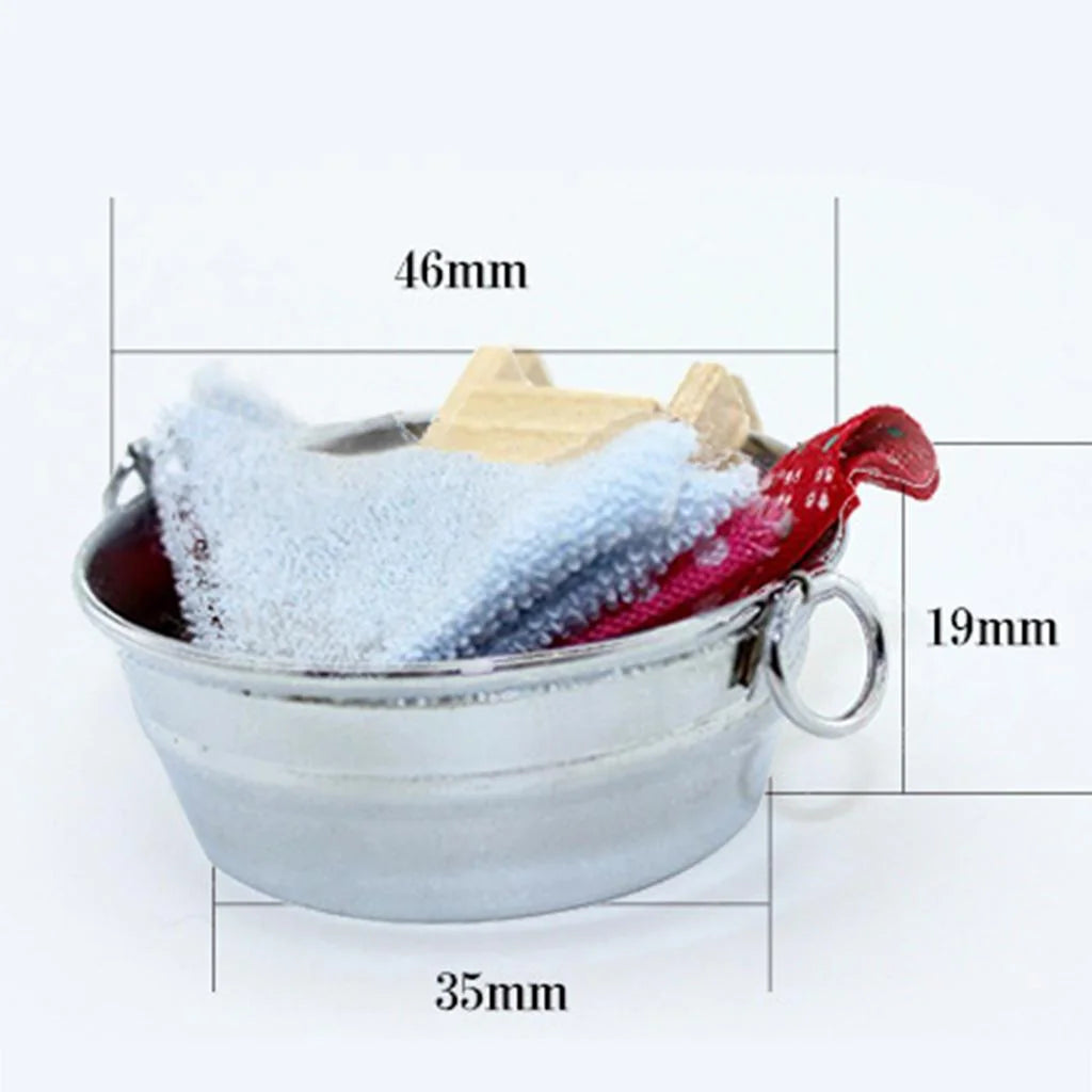 1:6 Dollhouse Tin Wash Tub with Handles V368619