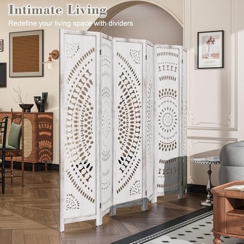 Handcrafted Carved Wooden Folding Room Divider Screen Y1159