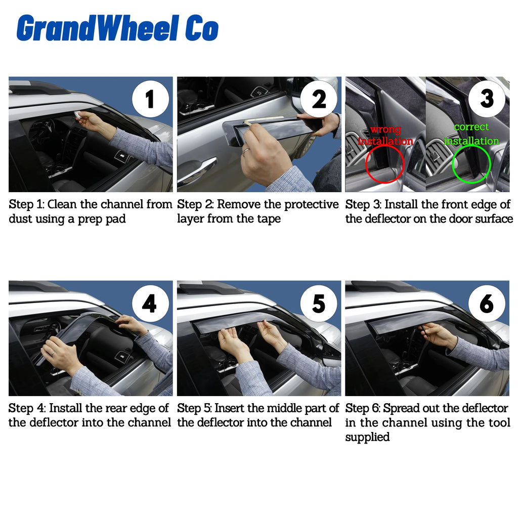 Smoke Tinted In-channel Side Window Vent Visor Deflectors Rain Guards 2pcs E20921