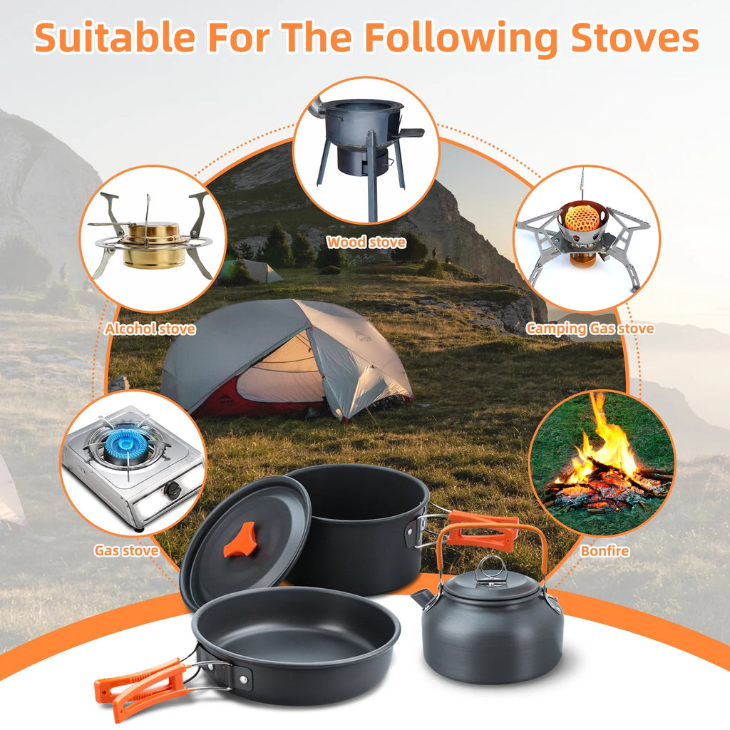 16pcs Camping Cookware Set with Pot and Pan L37503