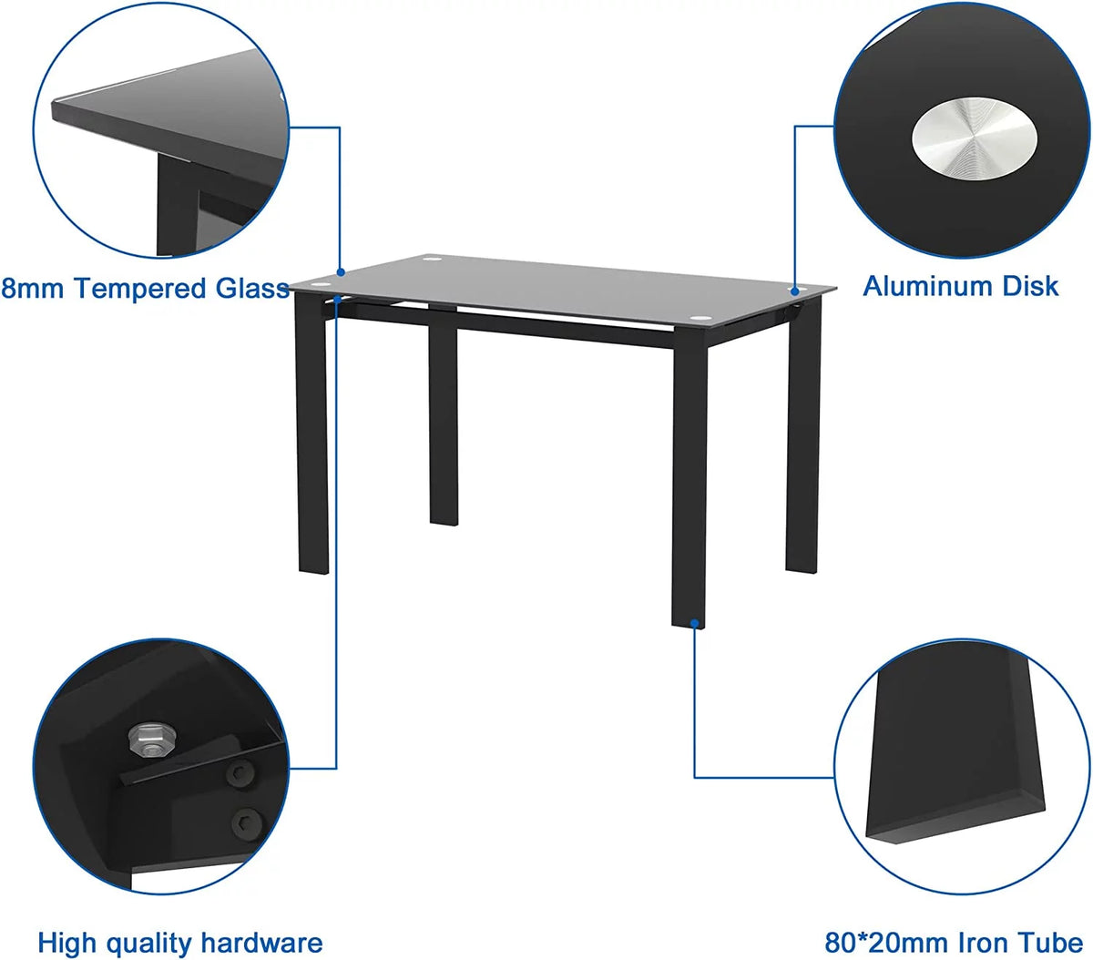 Black 5 Piece Dining Table Set for 4 P486606
