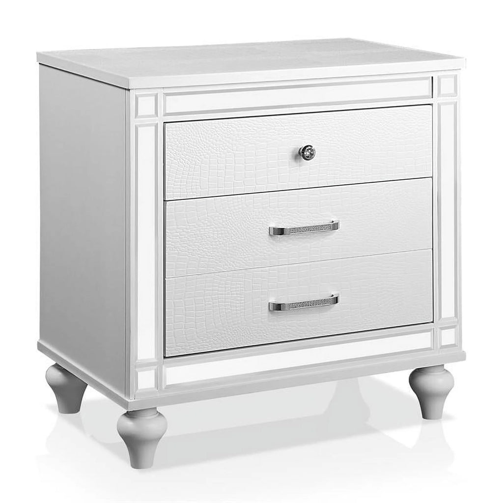 White 3-Piece Solid Wood LED Bedroom Set King O175