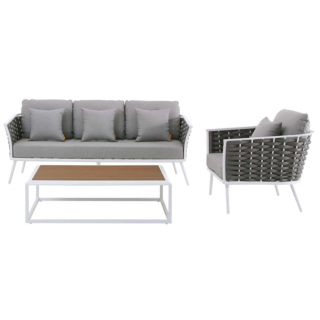White Gray 3 Piece Outdoor Aluminum Sectional Sofa Set Q142813