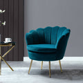 Tufted Barrel Chair with Golden Base - Teal I89259
