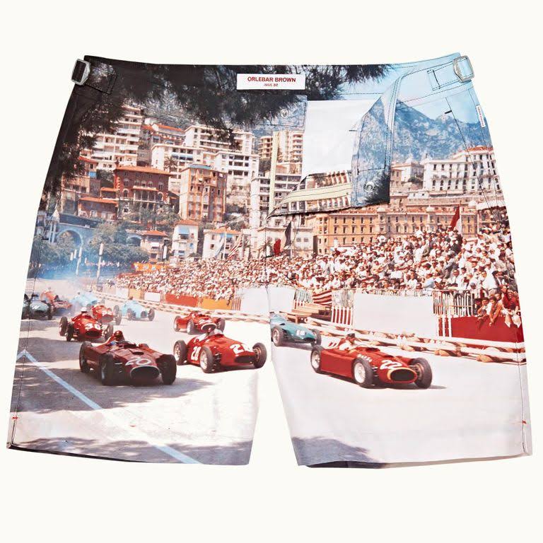 Blue Photographic Swim Trunks N850826