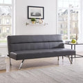 Faux Leather Convertible Futon Sofa Bed with Chrome Legs V552