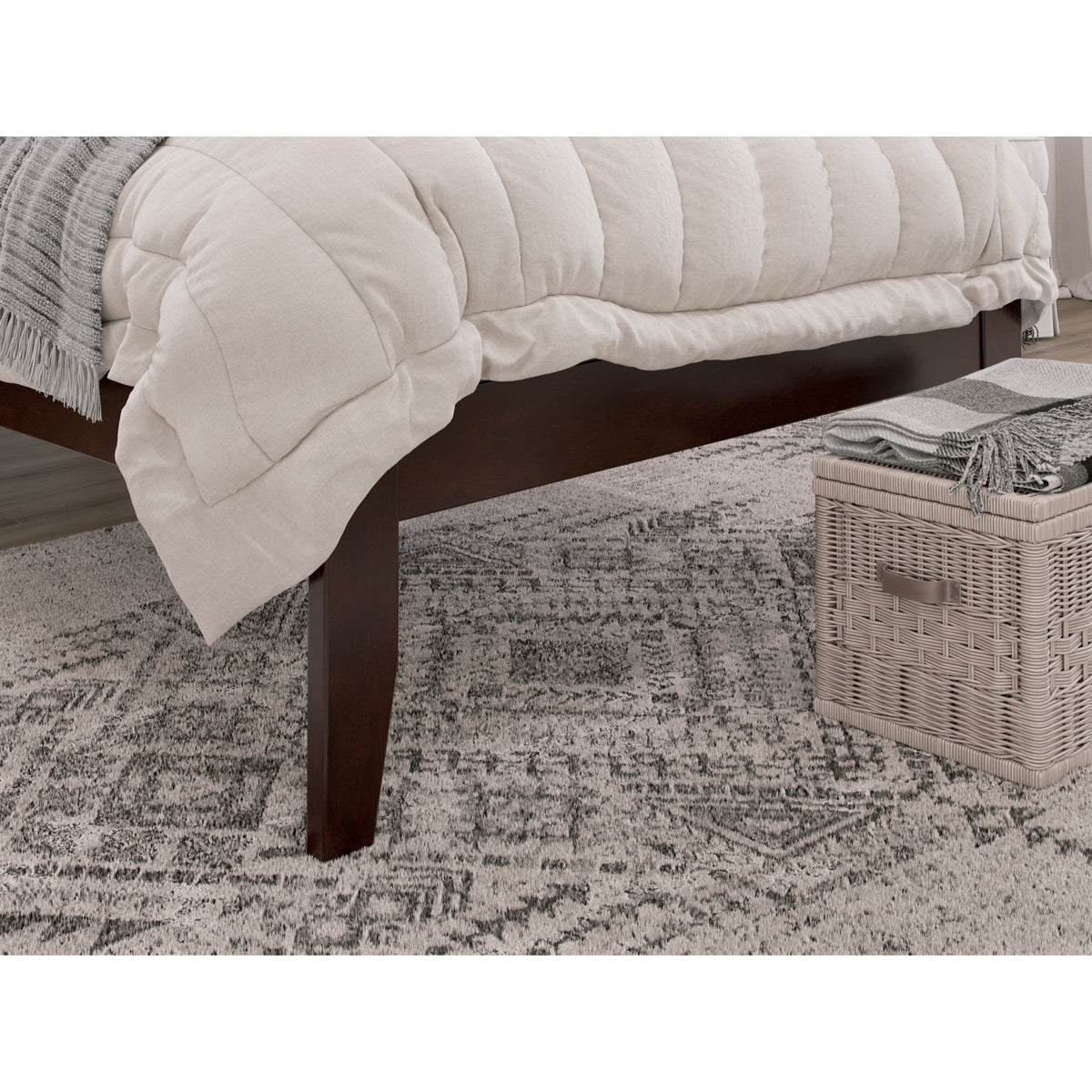Solid Wood Platform Bed Twin XL Espresso U2342
