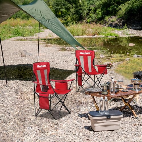 4 Pack Grey Folding Camping Chairs with Cooler Pouch K375