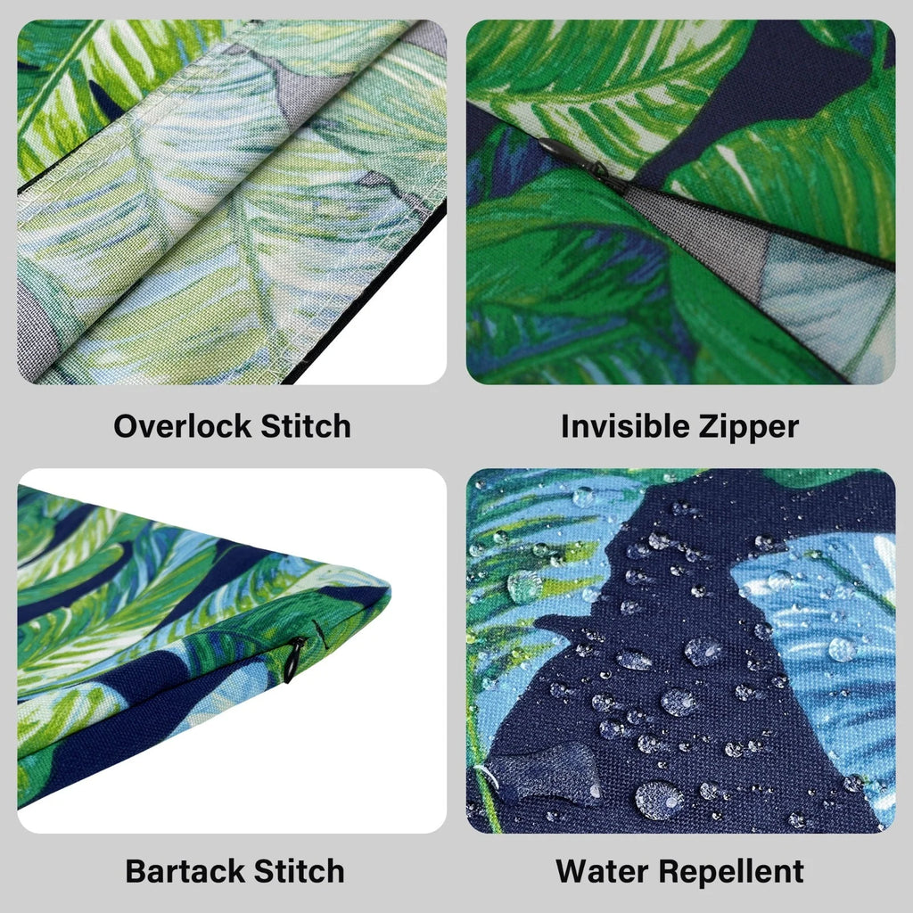 Navy Green Banana Leaf Jungle Print Outdoor Slip Covers V293998