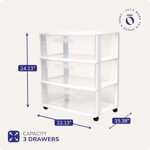 3-Tier Clear Plastic Storage Organizer Cart with Wheels V24507