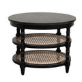Black Mango Wood End Table with 2 Cane Shelves H17202
