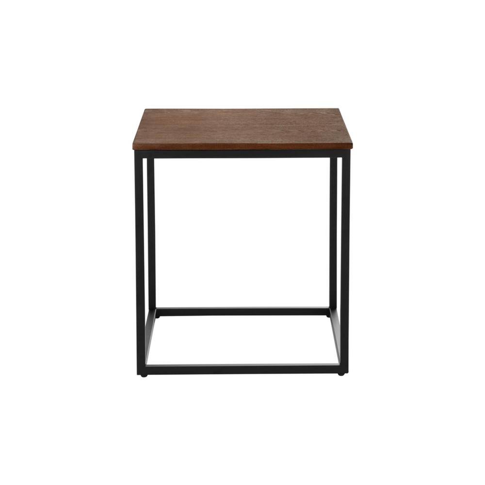 Black Metal End Table with Haze Wood Finish Top P723539