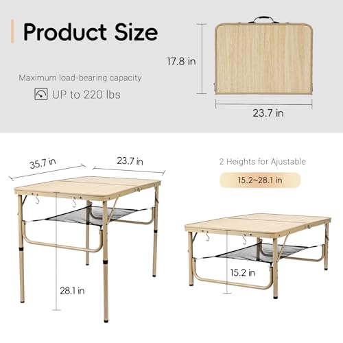 2Ft Adjustable Aluminum Folding Camping Table G910