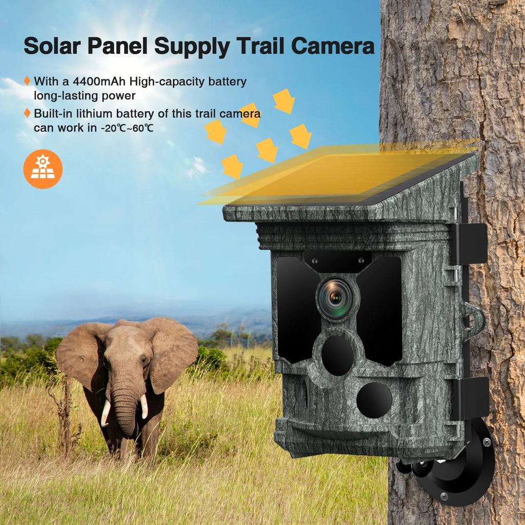 Solar Powered Trail Camera with SD Card 46MP 4K WiFi Night Vision Waterproof M6856