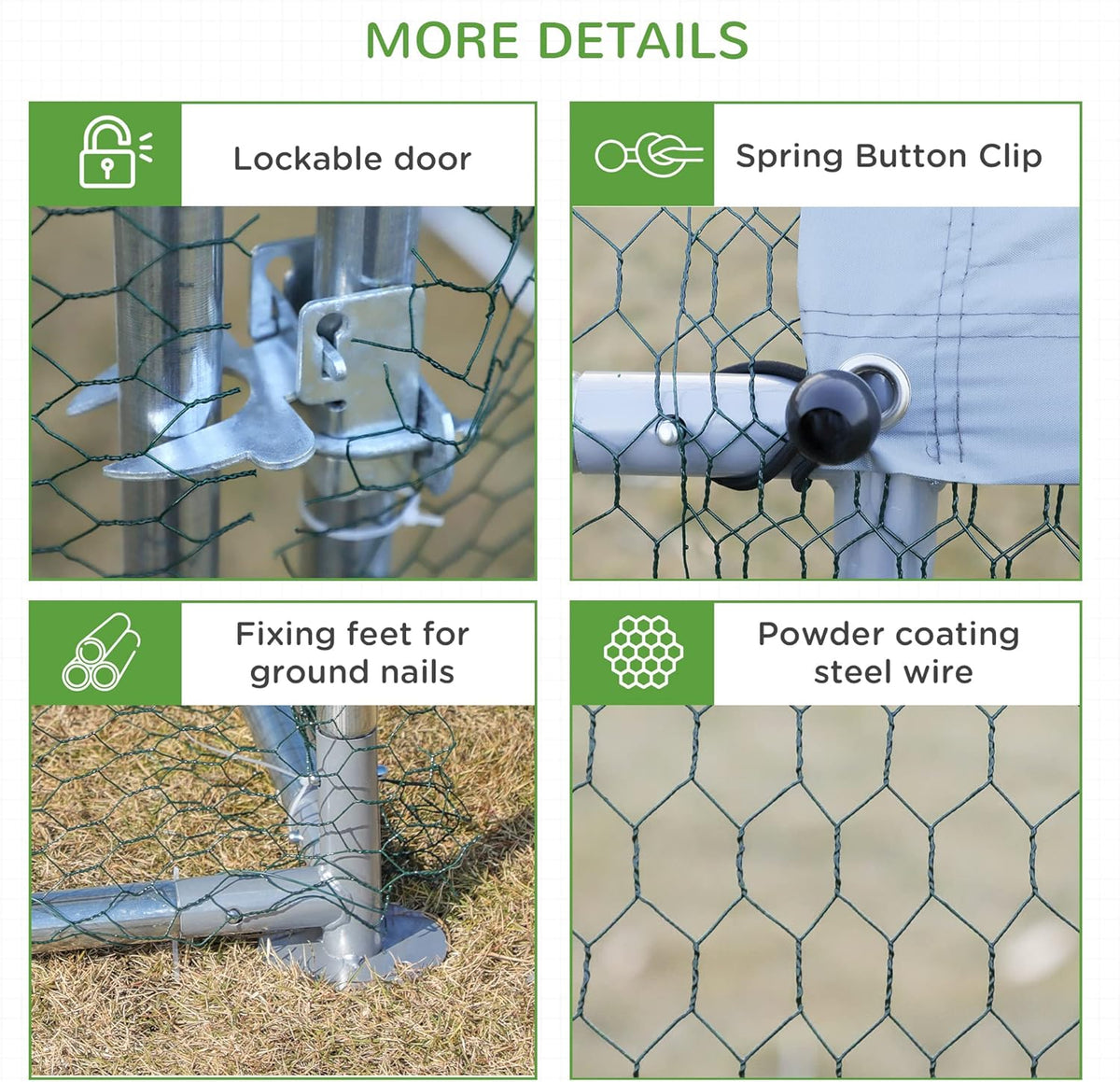 Large Metal Chicken Coop 3 Rooms Walk-in Enclosure 10' x 20' x 6.5' P5769