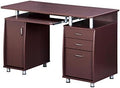 Gray Home Office Computer Desk with CPU Storage Cabinet and Hanging File Cabinet V4252