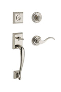 Left Handed Single Cylinder Handleset with Curve Door Lever with Traditional Round Rose in Polished Nickel I950387