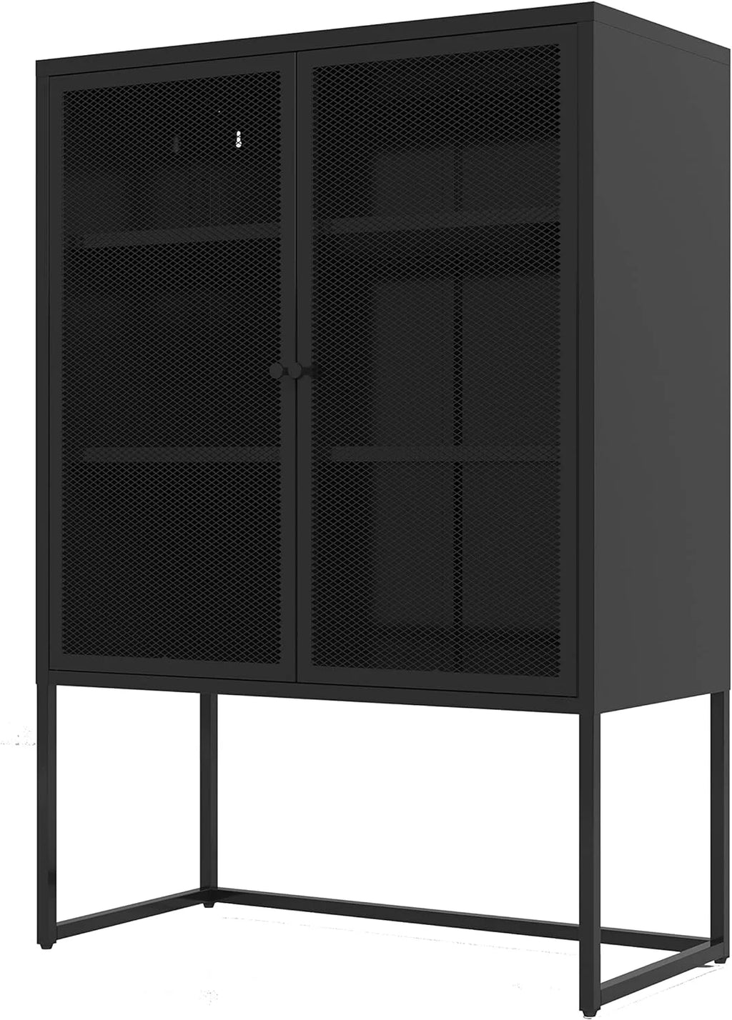 47.2" Height Black Metal Storage Cabinet with 2 Mesh Doors & Adjustable Shelves N53504