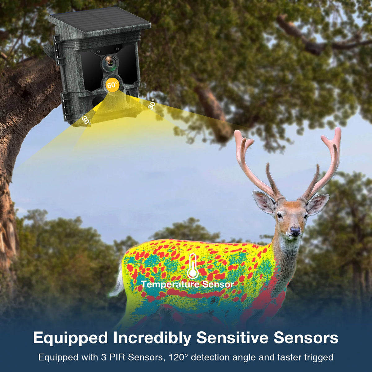 Solar Powered Trail Camera with SD Card 46MP 4K WiFi Night Vision Waterproof M6856